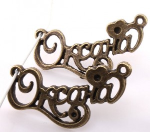 12 bronskleurige tibetaans zilveren connectors! 'Orcaha' 42x18x2mm