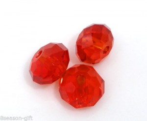 100 kristal kralen, rood, 6x4,4mm!