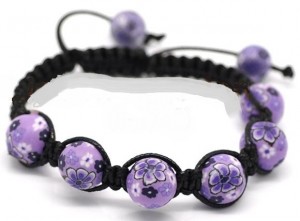 1 shamballa armband met paarse bloemetjeskralen