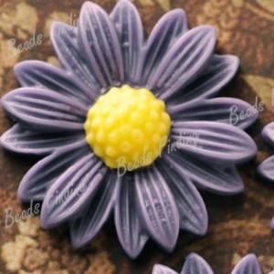 10x zonnebloem cabochon van resin 22x5mm