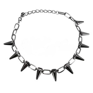 stoere antracietmetalen ketting met SPIKES