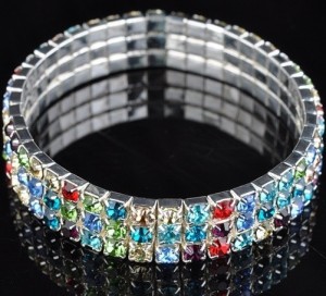 1 elastische armband 3 rijen kristal strass!