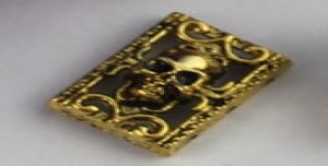 25x antiek goudkleurige SKULL connectors van tibetaans zilver! 17x12mm