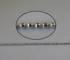 2 meter zilverkleurige ballchain ketting, 1,5mm