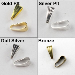 verzilverde/brons-/goud- of zilvermetaalkleurige bail/ bevestingsklemmetje voor hangers, 7x3mm