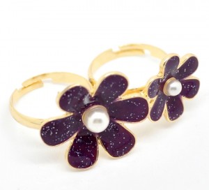 vergulde dubbele ring met BLOEMen met PAREL, verstelbaar