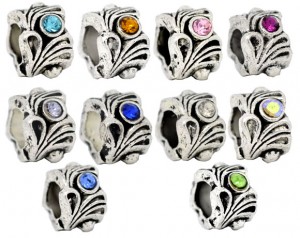 10 tibetaans zilveren kralen met STRASS, 12x8mm, PANDORA-STYLE