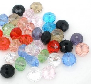 100 kristal kralen, diverse kleuren, 8mm
