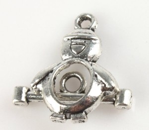 30 x 2-delige siersluiting (kapittel slot) van Tibetaans zilver, PINGUIN:  23x16x3mm, staafje: 22mm  