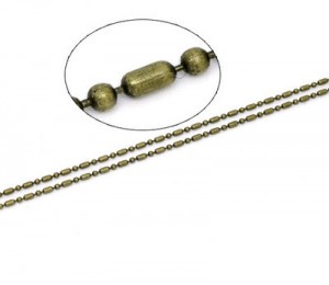 10 meter bronskleurige BALLCHAIN jasseron ketting, 1,5mm