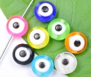 60 resin kralen evil eye, diverse kleuren, 8mm!