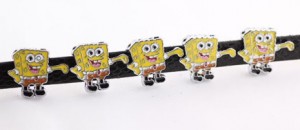 10 SCHUIFbedels, tibetaans zilver, emaille SPONGEbob, rijgopening 8x2mm