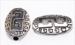 35 tibetaans zilveren kralen, 12x7x2mm