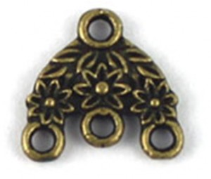  connector, tibetaans zilver, bronskleur, maat 15x15mm