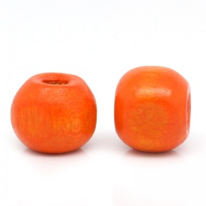 500 ORANJE houten kralen, 7x8mm