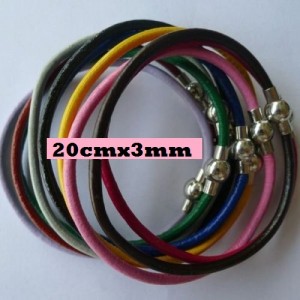 armband, pandora-style, 3mm dik leer met MAGNEETsluiting 20cm