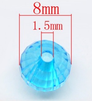 300 aquablauwe kunststof facet kralen, 8mm	