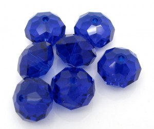 50 kristal kralen, donkerblauw, 10x8mm