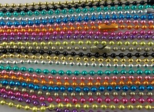 8 ballchain kettingen, 70cm x 2,4mm, diverse kleuren assorti
