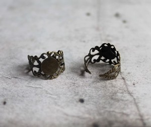 Mooie bronze verstelbare cabouchon ring 