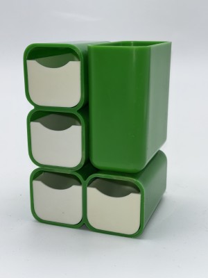 Vintage groene plastic bureau-organizer uit de jaren 70