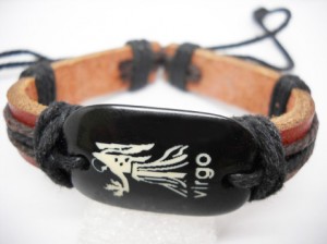 verstelbare armband van leer & hennepkoord! virgo