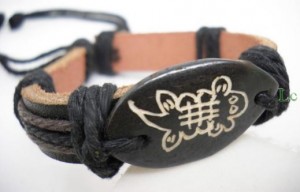 verstelbare armband van leer & hennepkoord! turtle