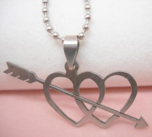 ketting(60cm) met RVS hanger! HART/PIJL