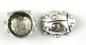 50x cabouchon lieveheersbeestje van tibetaans zilver, 16,5x16mm