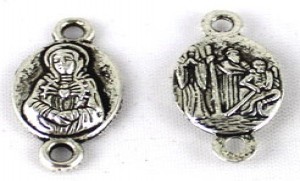 50x tibetaans zilveren connector met afbeelding van heilige, 21mm x11mm  