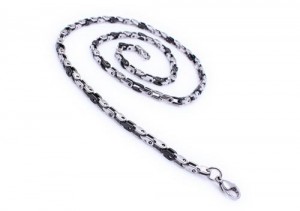 rvs ketting met zwarte accenten, 56cm, 4mm dik