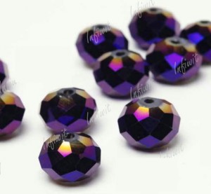 20 swarovski kristal kralen, donkerpaars AB, 10x8mm!