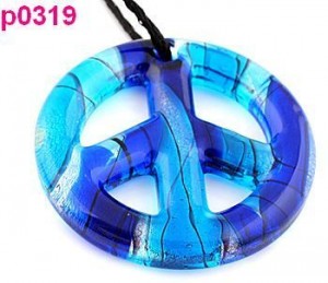 1 Murano Lampwork blauwe vredesteken ketting