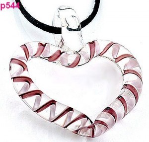 1 Murano Lampwork HART met ketting