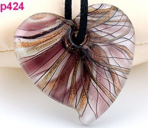 1 Murano Lampwork HART met ketting