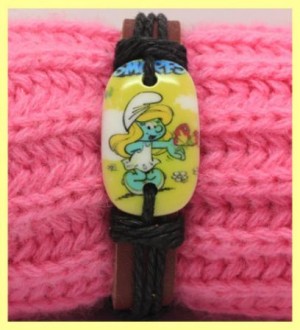 verstelbare armband van leer & hennepkoord! SMURFIN