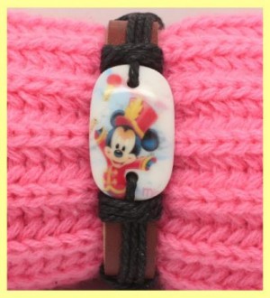 verstelbare armband van leer & hennepkoord! MICKEY