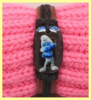 verstelbare armband van leer & hennepkoord! SMURF