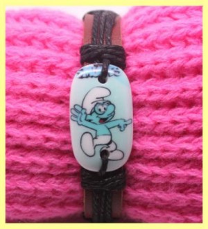 verstelbare armband van leer & hennepkoord! SMURF